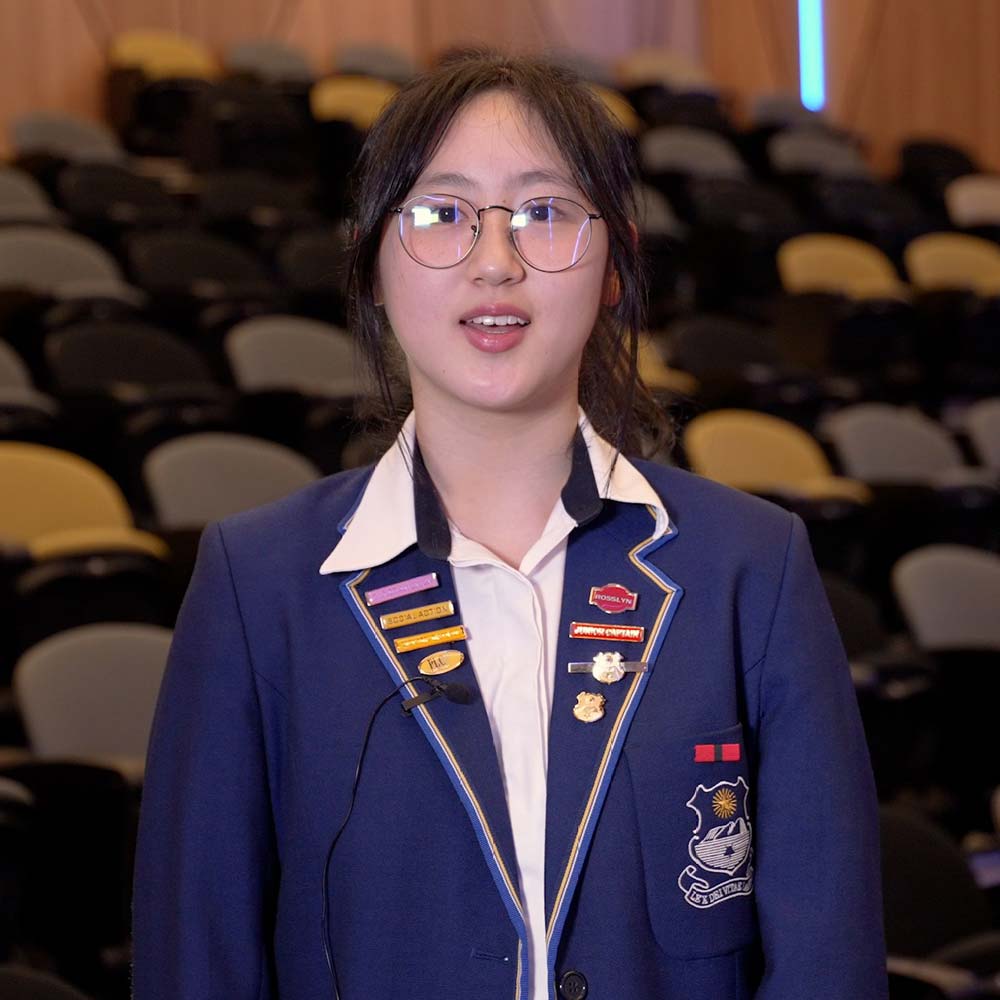 Student Poetry Competition 2025 Olivia Hua from Presbyterian Ladies' College, reciting her winning poem, 'Sonder St'.