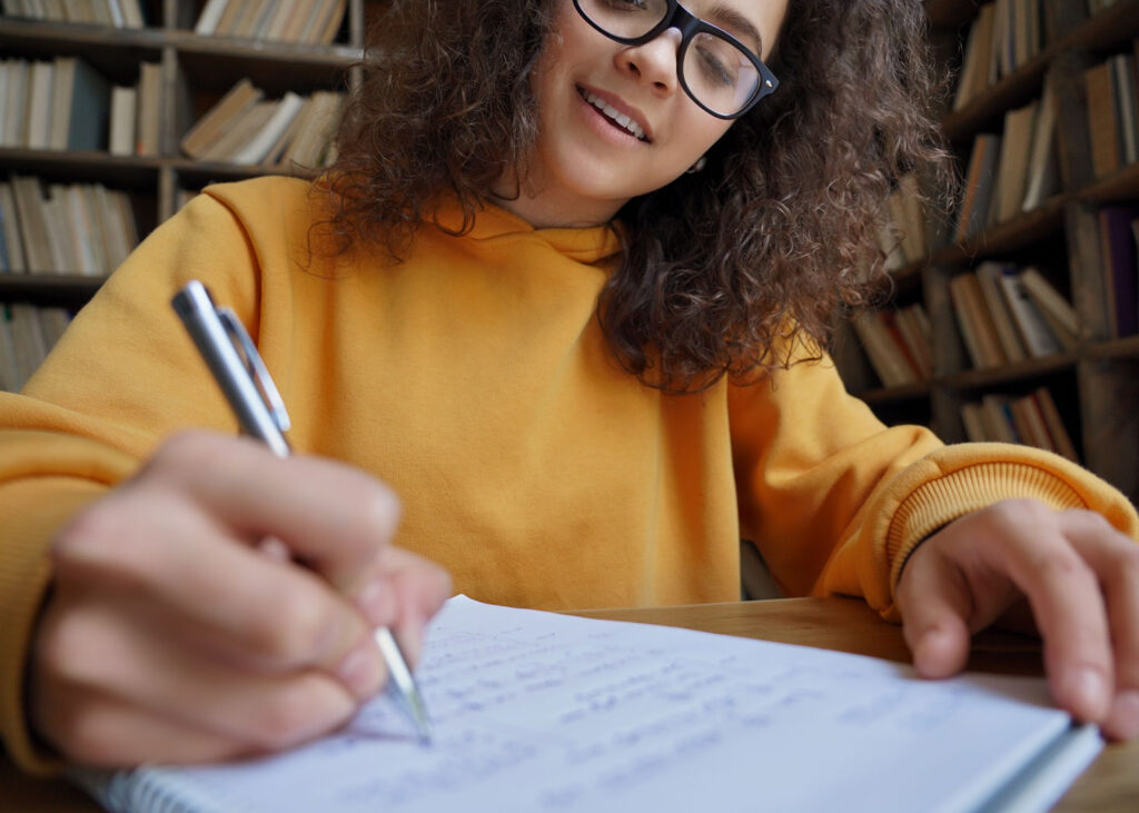 Girl writing poetry