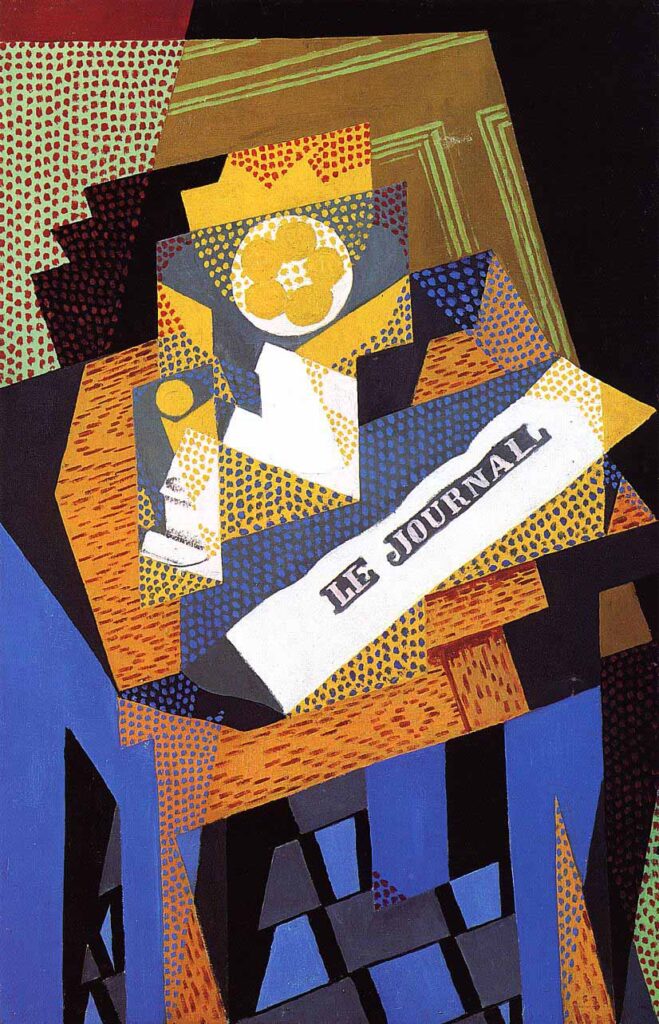 Artwork of Newspaper and Fruit Dish by Juan Gris