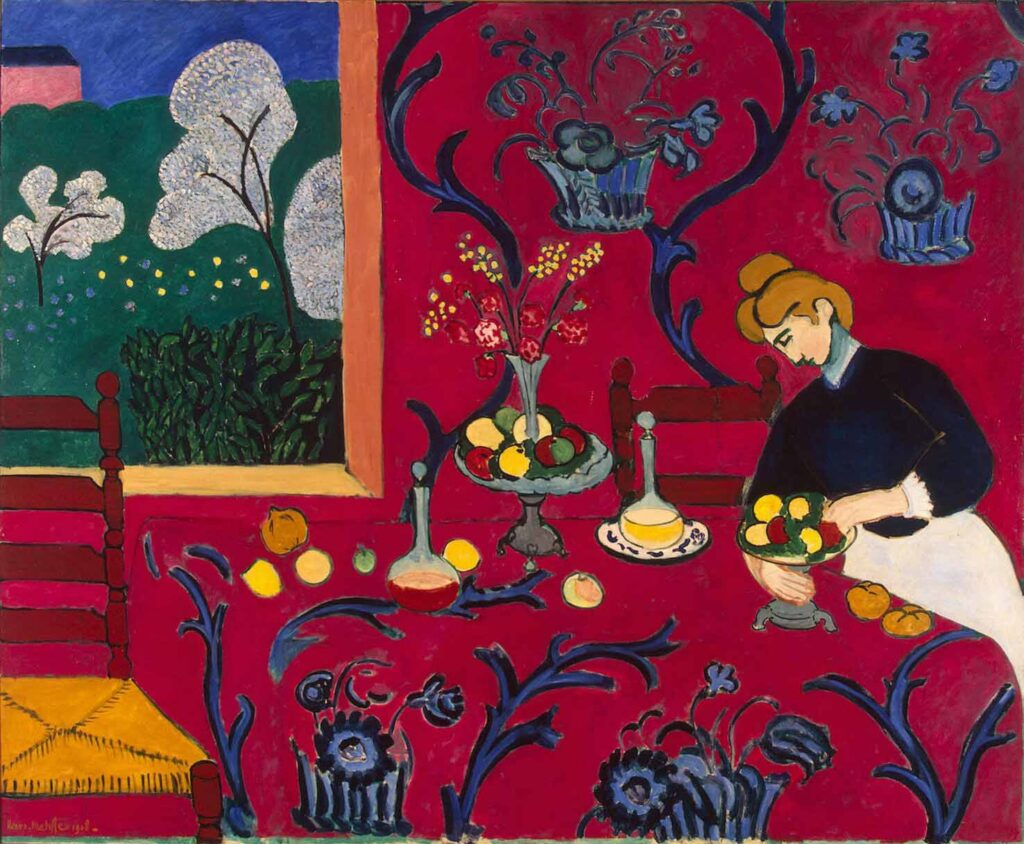 Artwork of The Dessert Harmony in Red by Henri Matisse